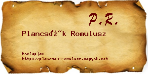 Plancsák Romulusz névjegykártya